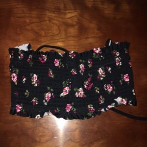 floral strapless bathing suit top